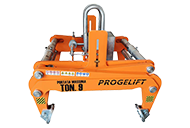 pinza per presa e sollevamento di blocchi e prefabbricati con sistema automatico bistabile di chiusura
